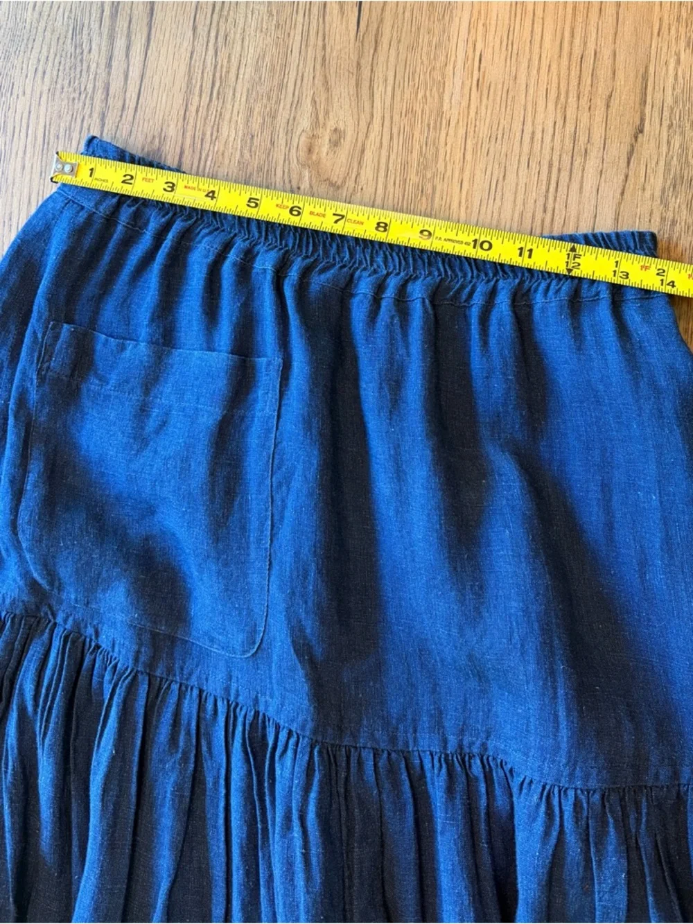 Eskandar Sz 1 S/M Blue Soft Linen Petticoat Feminine Romantic Linen Tiered Skirt